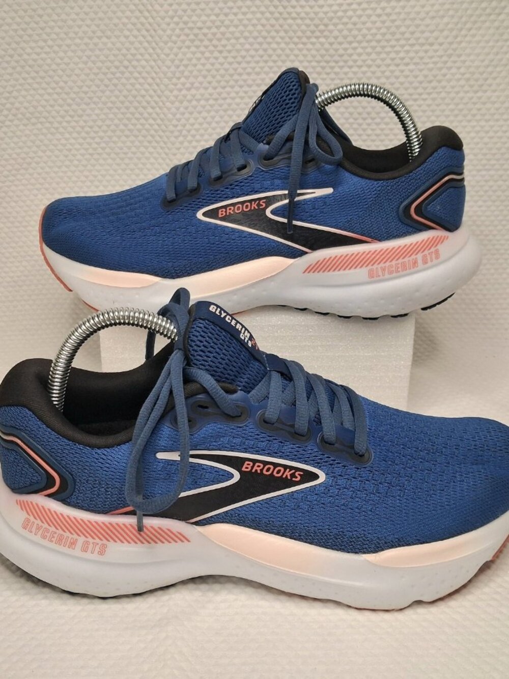 Brooks Glycerin GTS 21 Women Running Shoes Blue Navy Coral 1204091B496 Size 9